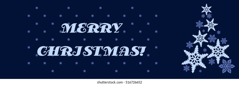 Vector christmas decorating design made of snowflakes. Colorful card template with copy space. Vector illustration abstract Christmas Background. A Christmas tree made from snowflakes.