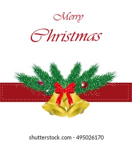 Vector Christmas decoration with bells isolated on white background