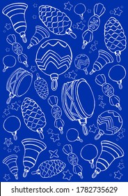 vector christmas decoration, different tipes. Hand draw watercolor illustration	
