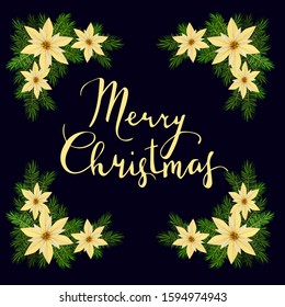 Vector. Christmas decoration: evergreens frame isolated