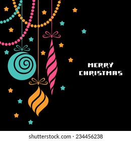 Vector Christmas decoration. Festive background. Greeting, invitation cute card. Original vintage swirl design element. Decorative illustration for print, web