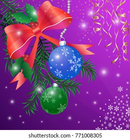 vector Christmas decoration on a lilac background