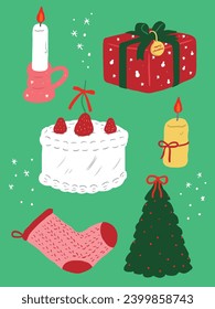 Vector Christmas decoration set illustration