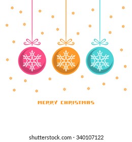 Vector Christmas decoration with snowflake. Greeting, invitation cute card. Original design element. Decorative illustration for print, web