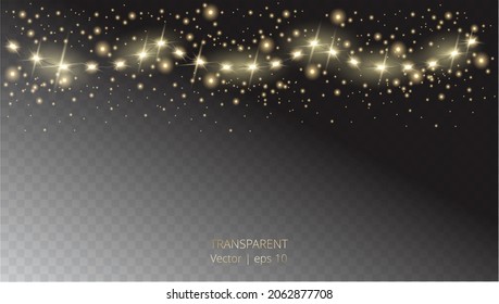 Vector Christmas decoration. Transparent light garlands on abstract background. Christmas decoration concept