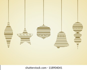 Vector Christmas decorations, Christmas Card with ornament decorations