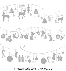 Vector Christmas decorations. Christmas garland. Simple style.