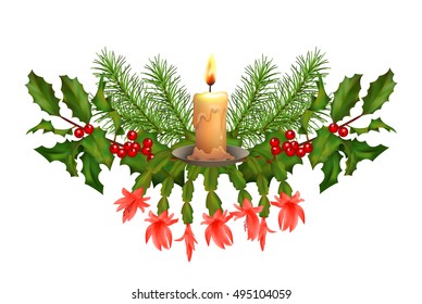 Vector Christmas decorations. Holiday composition of the Christmas garland on white background