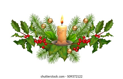 Vector Christmas decorations. Holiday composition of the Christmas garland on white background