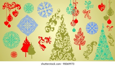    VECTOR Christmas decorative set  for design