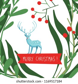 vector Christmas deer illustration