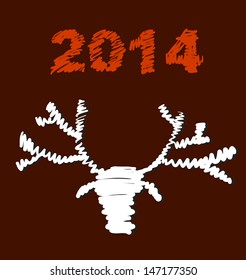 Vector Christmas deer and New Year hand-painted decoration