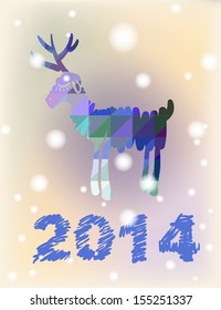  Vector Christmas deer and New Year hand-painted decoration