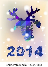  Vector Christmas deer and New Year hand-painted decoration