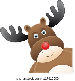 Vector Christmas deer on a card