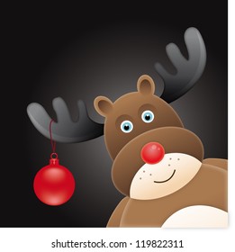 Vector Christmas deer on a card