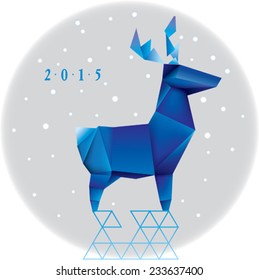 Vector Christmas deer stylized triangle polygonal model 
