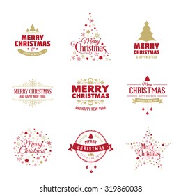 Vector Christmas design elements. Merry Christmas vintage labels, decoration, frames collection - card, banner, design.