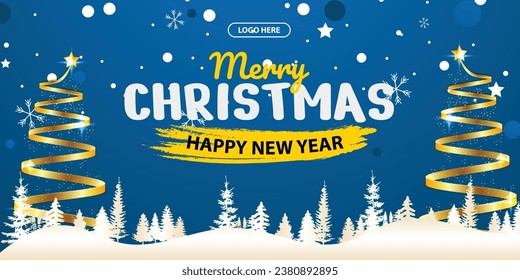 Weihnachtsbanner mit Weihnachtsbaumdekorationen, Feiern von Winter- und Weihnachtsfeiern 