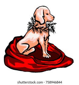 Vector Christmas dog character. 