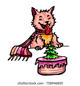 Vector Christmas dog character. 