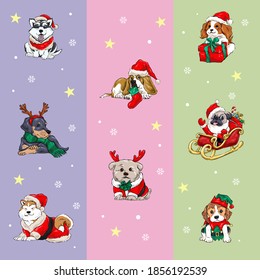 Vector Christmas Dog Pattern Illustration