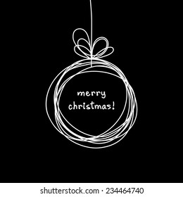 Vector Christmas doodle ball background. Cute hand drawn childish invitation, greeting card. Holiday linear illustration for print, web