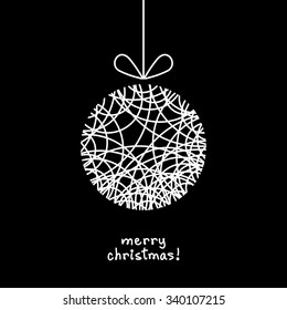 Vector Christmas doodle ball. Cute decoration. Invitation, greeting card. Holiday linear illustration for print, web