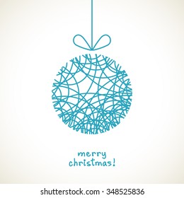 Vector Christmas doodle ball. Cute decoration. Invitation, greeting card. Holiday linear illustration for print, web