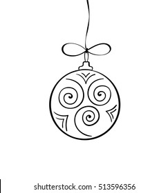 Vector Christmas doodle ball. Hand drawn Christmas invitation, greeting card. Holiday illustration for cover, print, web

