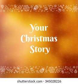 Vector christmas doodles card with your christmas story