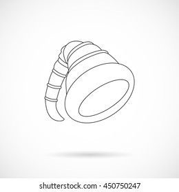 Vector Christmas Elf Cap isolated over white background. Black outline style. Element for Christmas holiday projects and designs.