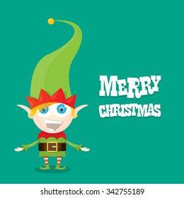 vector Christmas elf . merry christmas greeting card or xmas background