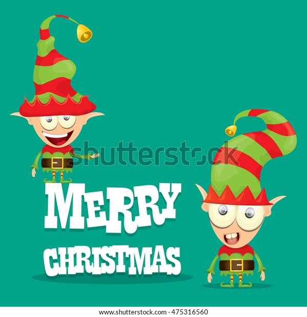 Vector Christmas Elf Merry Christmas Greeting Stock Vector (Royalty Free) 475316560