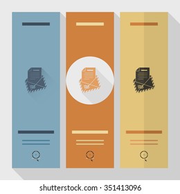 Vector Christmas Envelope. Long Shadow. Retro Color. Single Flat Icon