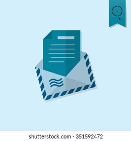 Vector Christmas Envelope. Monochrome color. Single Flat Icon