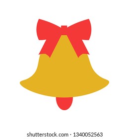 Vector. Christmas festive golden bell. Flat style