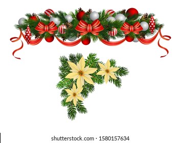 Vector Christmas Fir Decoration isolated