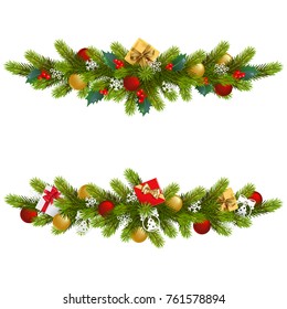 Vector Christmas Fir Decoration isolated on white background