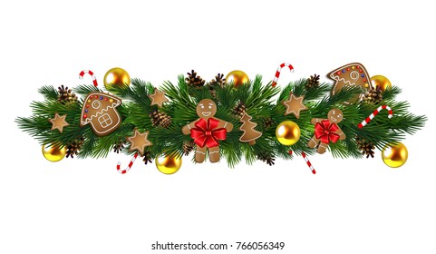 Vector Christmas Fir Decoration isolated