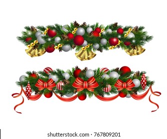 Vector Christmas Fir Decoration set isolated on white background