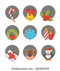 Vector christmas flat icons set
