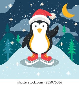 Vector Christmas flat postcard