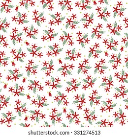 vector christmas flowers seamless pattern