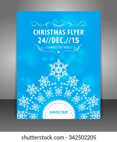 Vector Christmas Flyer Poster Template with snowflakes