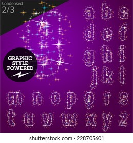 Vector christmas font characters of a shining stars. Style. File contains graphic styles available in Illustrator