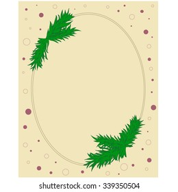 vector christmas frame with hand draw pine tree branch