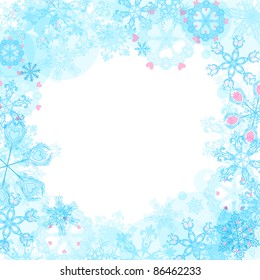 Vector Christmas frame with snowflakes