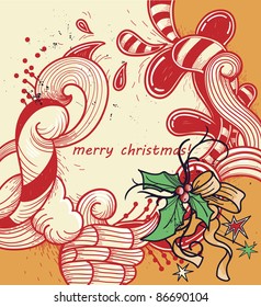 vector christmas frame with a sprig of holly