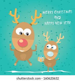 vector Christmas friends reindeer